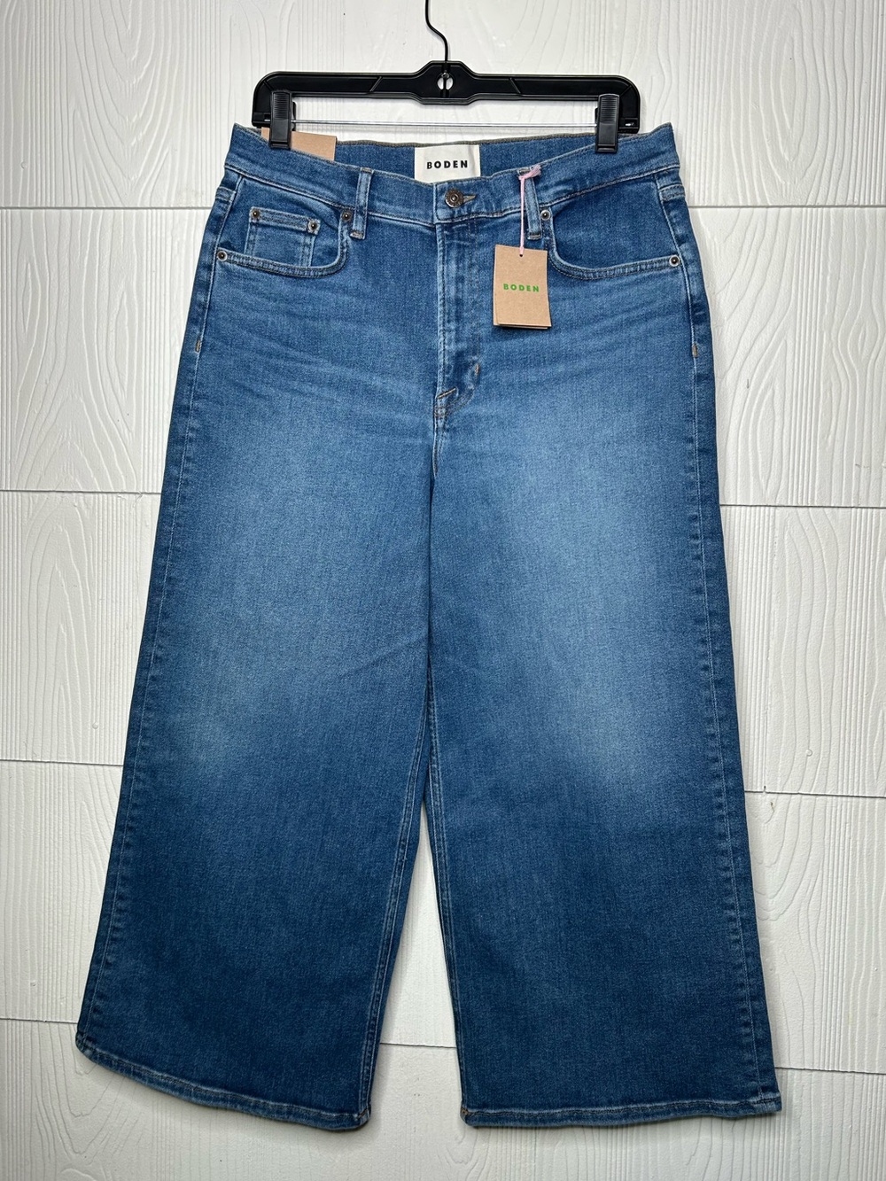 Boden Blue Cropped Wide-Leg Jeans